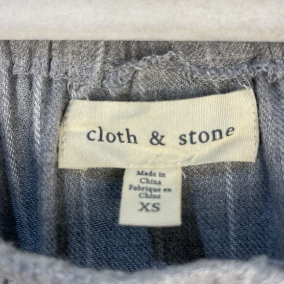 Cloth & Stone Off The Shoulder Blouse Striped Gray XS Oversized Fit - Picture 3 of 6